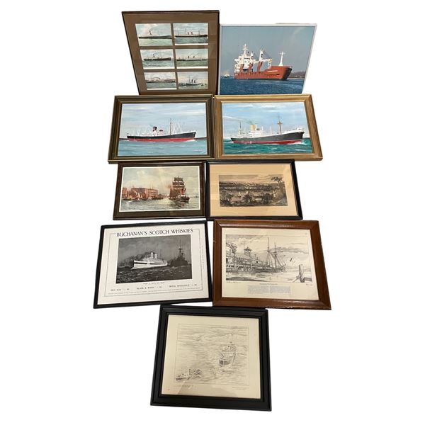 Framed Prints and Pictures of Ships (x9)