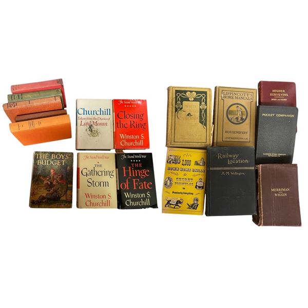 Group - (x2) Boxes of Misc. Books including Winston Churchill, stories, collegiate, etc.