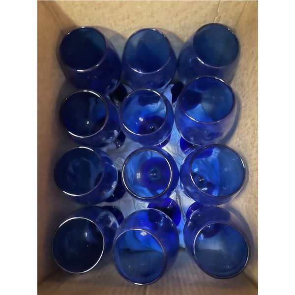 Blue glass wine glass set (x12)