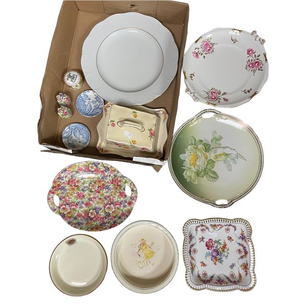 Group - Decorative English & Bavarian bone China and ceramic plates, butter dish & saucers