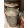 Image 2 : Group of vintage milk containers and large vintage metal container
