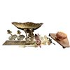 Image 1 : Large lot of Brass pieces including candle holders, square, pen stand, etc.