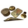 Image 2 : Group of brass items including Crib game board, bells, serving dishes, etc.