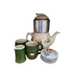 Image 1 : Group containing ceramic kettle, saucers & mugs