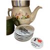 Image 2 : Group containing ceramic kettle, saucers & mugs