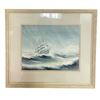 Image 3 : Framed pen & ink art on map by "B. Mann" & framed print of the "Invercargill" ship