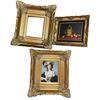 Image 1 : 3 pc - Gold ornate picture frames - x2 containing pictures
