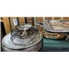 Image 2 : 2pc - Shelf of silver plated serving dishes and kitchen ware