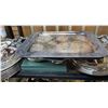 Image 3 : 2pc - Shelf of silver plated serving dishes and kitchen ware