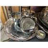 Image 8 : 2pc - Shelf of silver plated serving dishes and kitchen ware