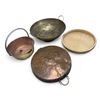 Image 1 : Group of copper, brass and woven baskets