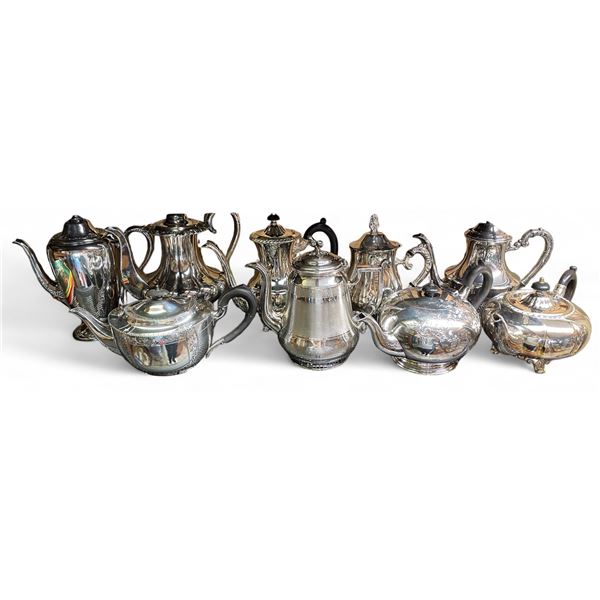 9x Vintage Plated Teapots