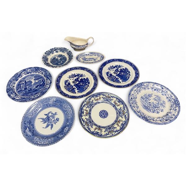 Assorted Vintage Blue/White Chinaware: Spode, Booth's, Wood's