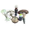 Image 1 : Vintage Variety: Brass Crane, Wood Carved Man, Turkish Flask, Stein, & Home Décor