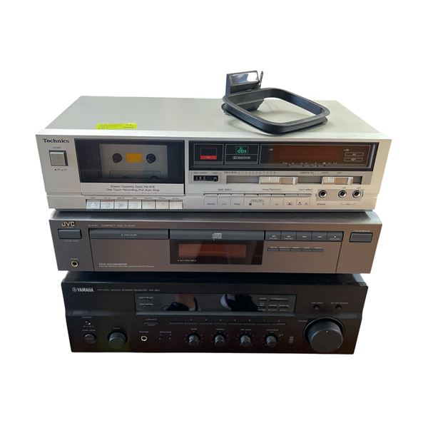 3x Vintage Sound Systems: Stereo Cassette Deck, Compact Disc Player, & Stereo Receiver