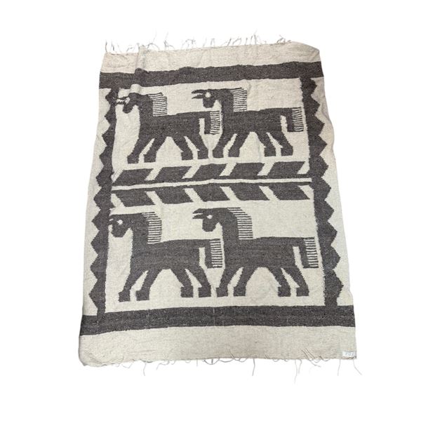 2x Vintage Hand Woven Tasselled Wool Rugs