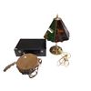 Image 1 : 3x Vintage Collectibles: Stain Glass Lamp, Hand Made Drum, & Painting Kit