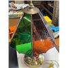 Image 2 : 3x Vintage Collectibles: Stain Glass Lamp, Hand Made Drum, & Painting Kit
