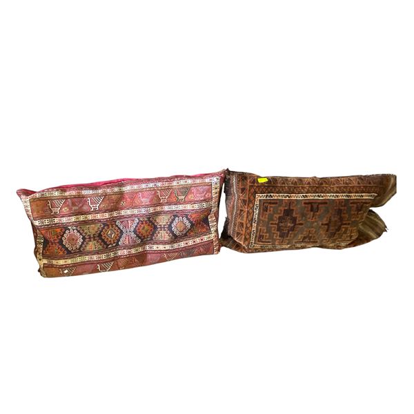 2 Persian Carpet Floor Cushions with Solid Colour Backing