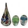 Image 1 : 3x Art Glass Paper Weights (1 Signed, 1 Glows In The Dark)