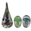 Image 2 : 3x Art Glass Paper Weights (1 Signed, 1 Glows In The Dark)