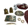 Image 3 : Vintage Variety: Belt Buckles, Seashell Necklace, Food Dog Figurines, Bone Carvings, & More