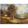 Image 2 : Signed W. Raymond Autumnal Cabin & Landscape Painting