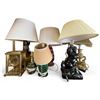 Image 1 : Brass Clock and 7 Vintage Lamps