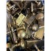 Image 2 : Tote of Brass Door Knobs on Door Plates and Hinges