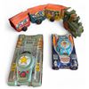 Image 1 : Vintage Japanese Tin Tanks and 1 Key Wound 3 Car Circus Train