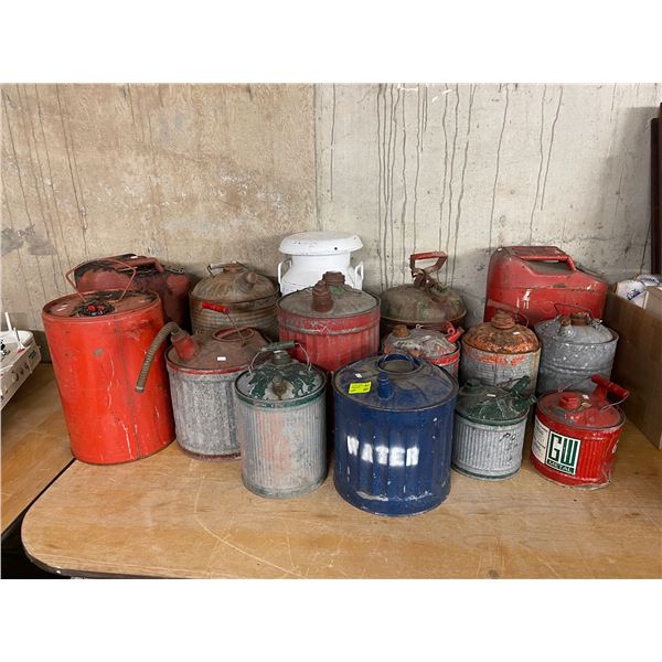 Large Collection Of Vintage Cans: Gas, Water, Cream