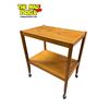 Image 1 : MCM Teak Side Table on Casters - 16" x 24" x 27" Tall