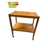 Image 2 : MCM Teak Side Table on Casters - 16" x 24" x 27" Tall
