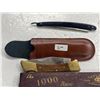 Image 2 : Vintage Variety: Razor Blades, Mother Of Pearl Cigarette Case, & 2x Folding Knives