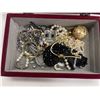 Image 3 : Vintage Red Jewellery Box With Assorted Jewellery