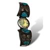 Image 1 : Custom Made Zodiac Waterproof Wrist Watch With Silver Navajo Style Bracelet With Turquoise Details
