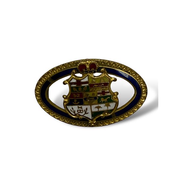 Victorian Era Canadian Enamelled Pin Back (Blue)