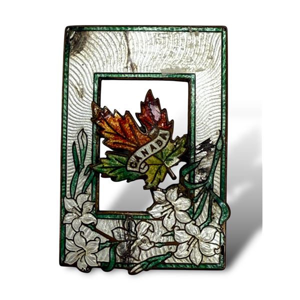 Victorian Era Canadian Enamelled Pin Back (White/Green)