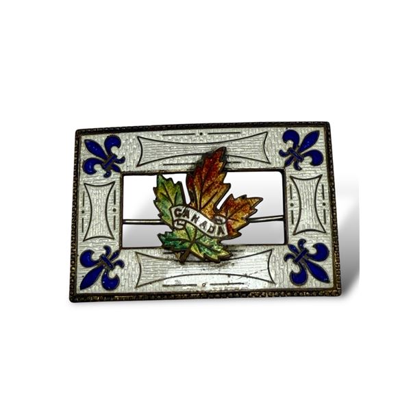 Victorian Era Canadian Enamelled Pin Back White/Blue)