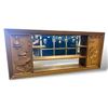 Image 1 : Vintage Mirror Back Wooden Shelving Display Unit