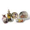 Image 1 : 5x Vintage Asian Collectibles: Hand Painted Plates, Butter Dish, Vase, & Figurine