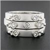 Image 2 : (3) New 14K Gold Puzzle Matte Finish Stack Band Rings W/ 0.46 ctw Bezel Diamonds