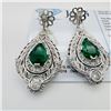 Image 1 : 3.54 ctw Emerald and 1.49 ctw Diamond 18K White Gold Drop Dangle Earrings