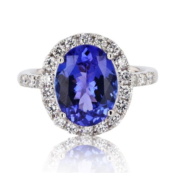 3.65 ctw Tanzanite and 1.11 ctw Diamond Platinum Ring