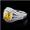 Image 2 : 5.10 ctw UNHEATED Yellow Sapphire and 1.32 ctw Diamond Platinum Ring (GIA CERTIF