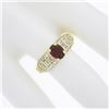 Image 7 : 18K Yellow Gold 1.43 ctw GIA Oval Red Ruby & Baguette Diamond Engagement Ring