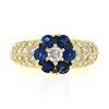 Image 4 : Fancy 18k Yellow Gold 1.71 ctw Sapphire & Diamond Cluster Flower Wide Band Ring