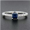 Image 2 : New 14k Gold 0.68 ctw Step Cut Sapphire Diamond Solitaire Stack Engagement Ring