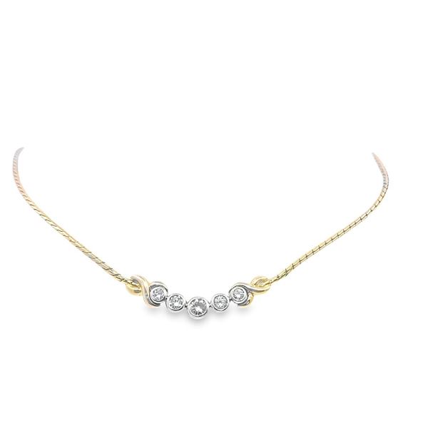 14kt TT Diamond Necklace 5 @ 1.00 cts