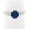 Vintage 14k White Gold 1.28 ctw GIA Round Sapphire & Marquise Diamond Accents Ri